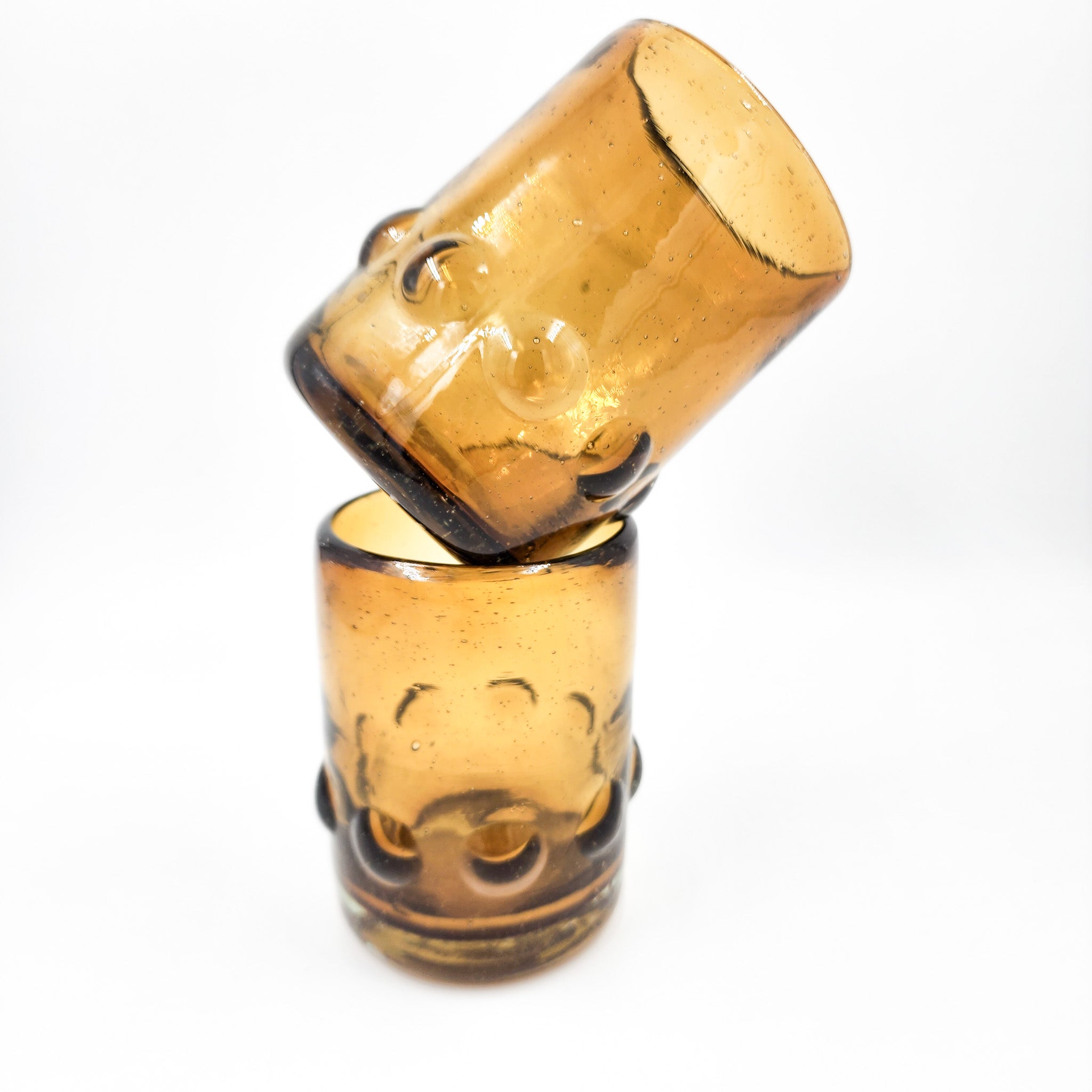 Hand-blown bubble glass tumblers -set of 2