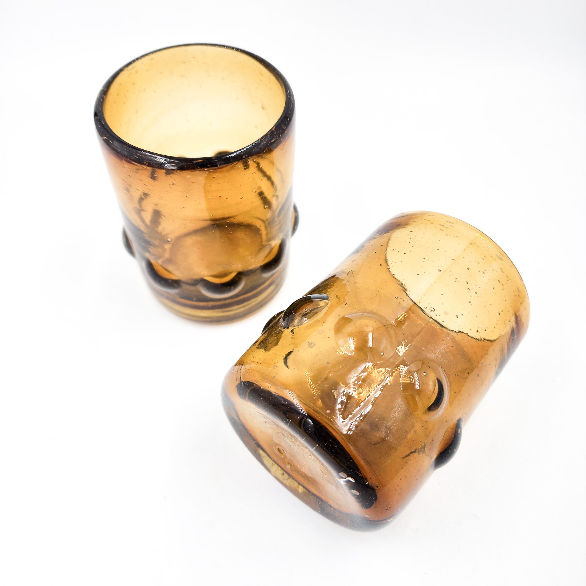 Hand-blown bubble glass tumblers -set of 2