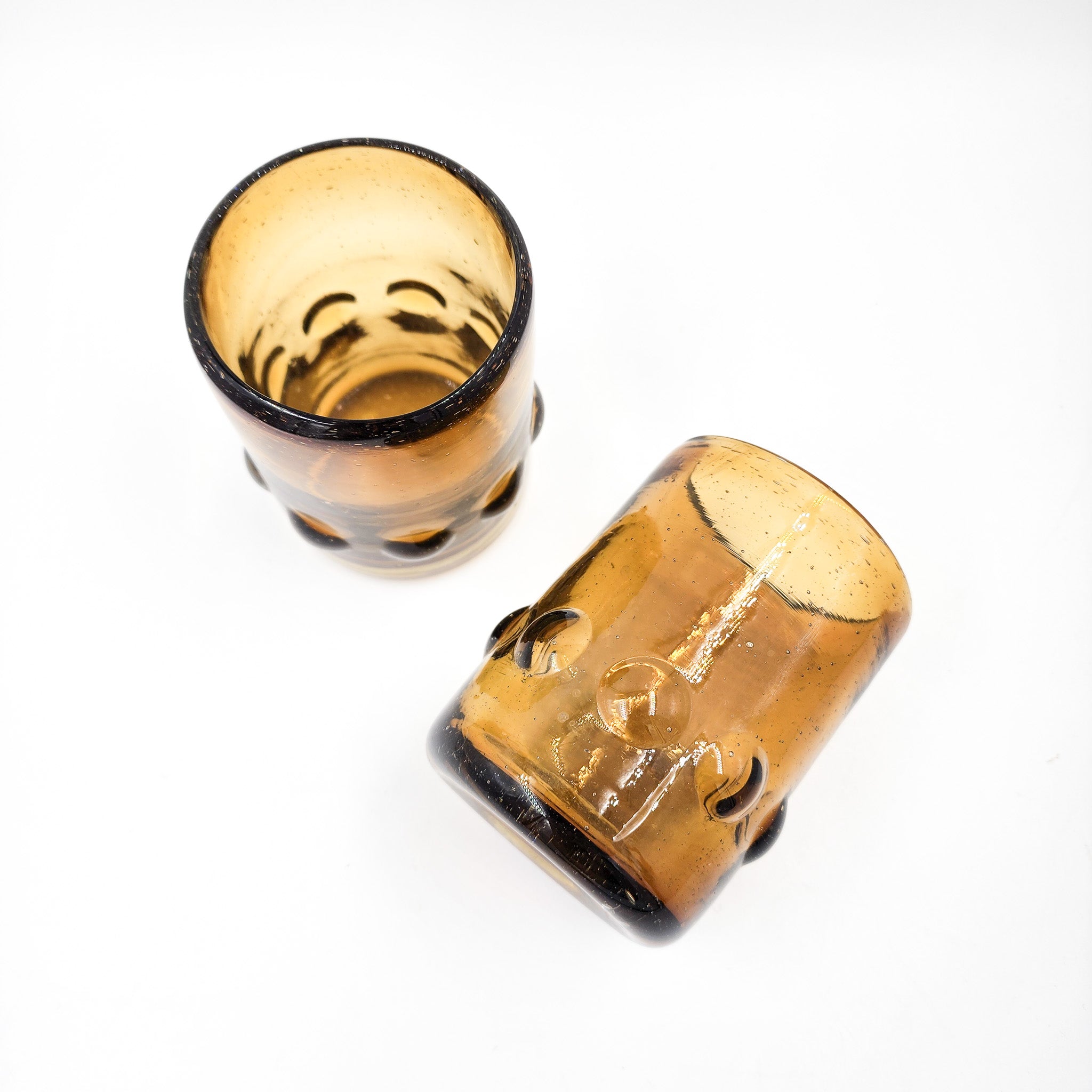 Hand-blown bubble glass tumblers -set of 2