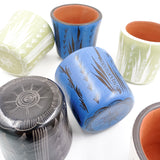 Set de dos vasos cocteleros en barro bruñido