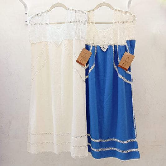 Vestidos artesanales de Oaxaca – manta con bordado en ganchillo