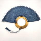 Large pastel blue jipijapa fan with tzalam wood