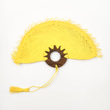 Abanico jipijapa chico con mango de madera de tzalam