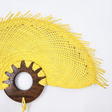 Abanico jipijapa chico con mango de madera de tzalam