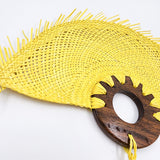 Abanico jipijapa chico con mango de madera de tzalam