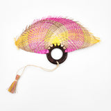 Abanico jipijapa chico con mango de madera de tzalam