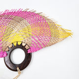 Abanico jipijapa chico con mango de madera de tzalam