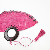 Abanico jipijapa chico con mango de madera de tzalam