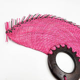 Abanico jipijapa chico con mango de madera de tzalam