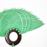 Abanico jipijapa chico con mango de madera de tzalam