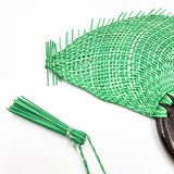 Abanico jipijapa chico con mango de madera de tzalam