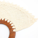 Abanico grande de jipijapa color natural con madera de tzalam