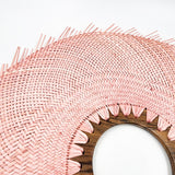 Abanico jipijapa grande rosa pastel con madera de tzalam