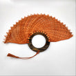 Abanico jipijapa grande naranja con madera de tzalam