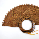 Abanico jipijapa grande cobre con madera de tzalam