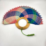 Abanico jipijapa grande colores con madera de tzalam