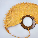 Abanico jipijapa grande amarillo con madera de tzalam