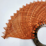 Abanico jipijapa grande naranja con madera de tzalam