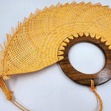 Abanico jipijapa grande amarillo con madera de tzalam