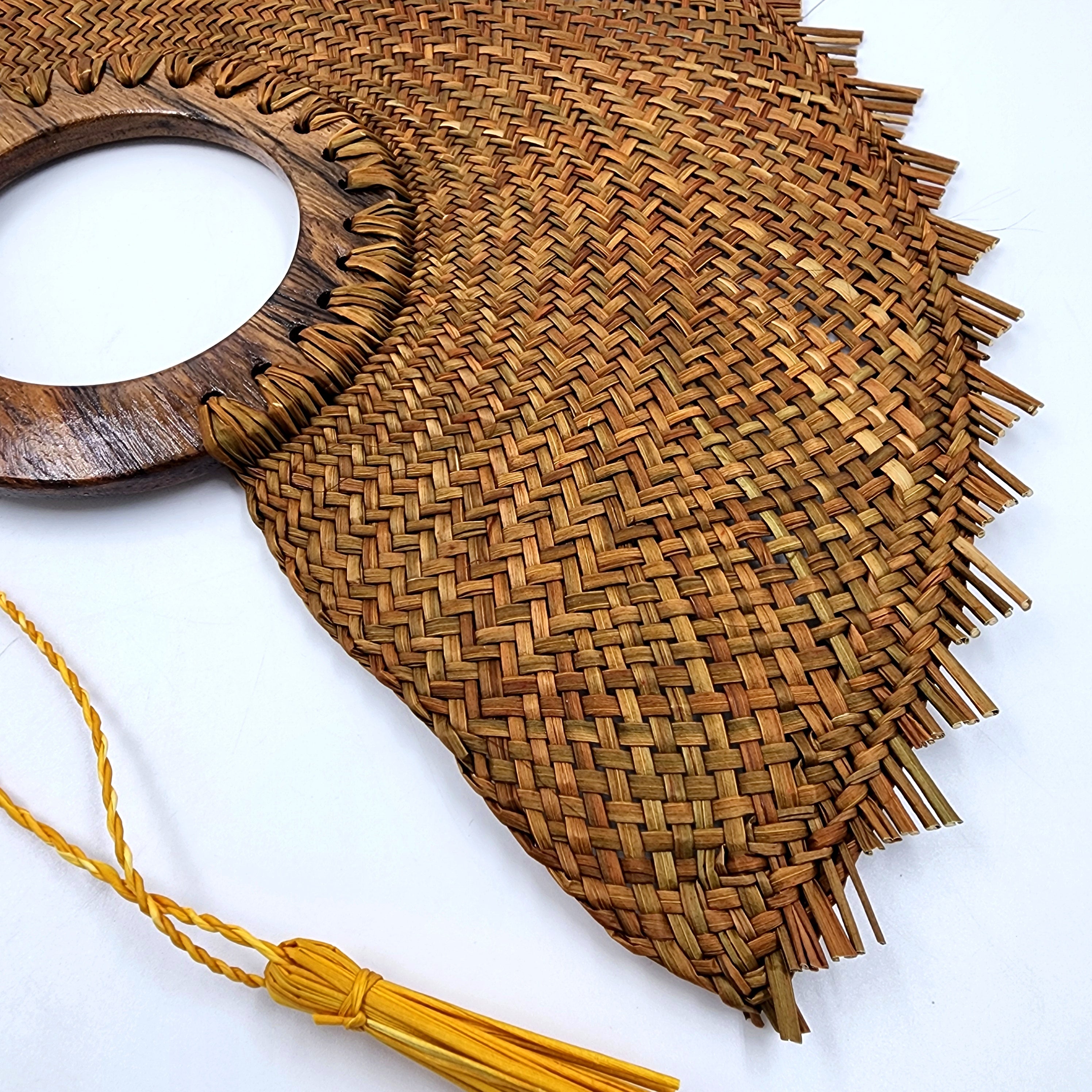 Abanico jipijapa grande cobre con madera de tzalam