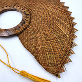 Abanico jipijapa grande cobre con madera de tzalam