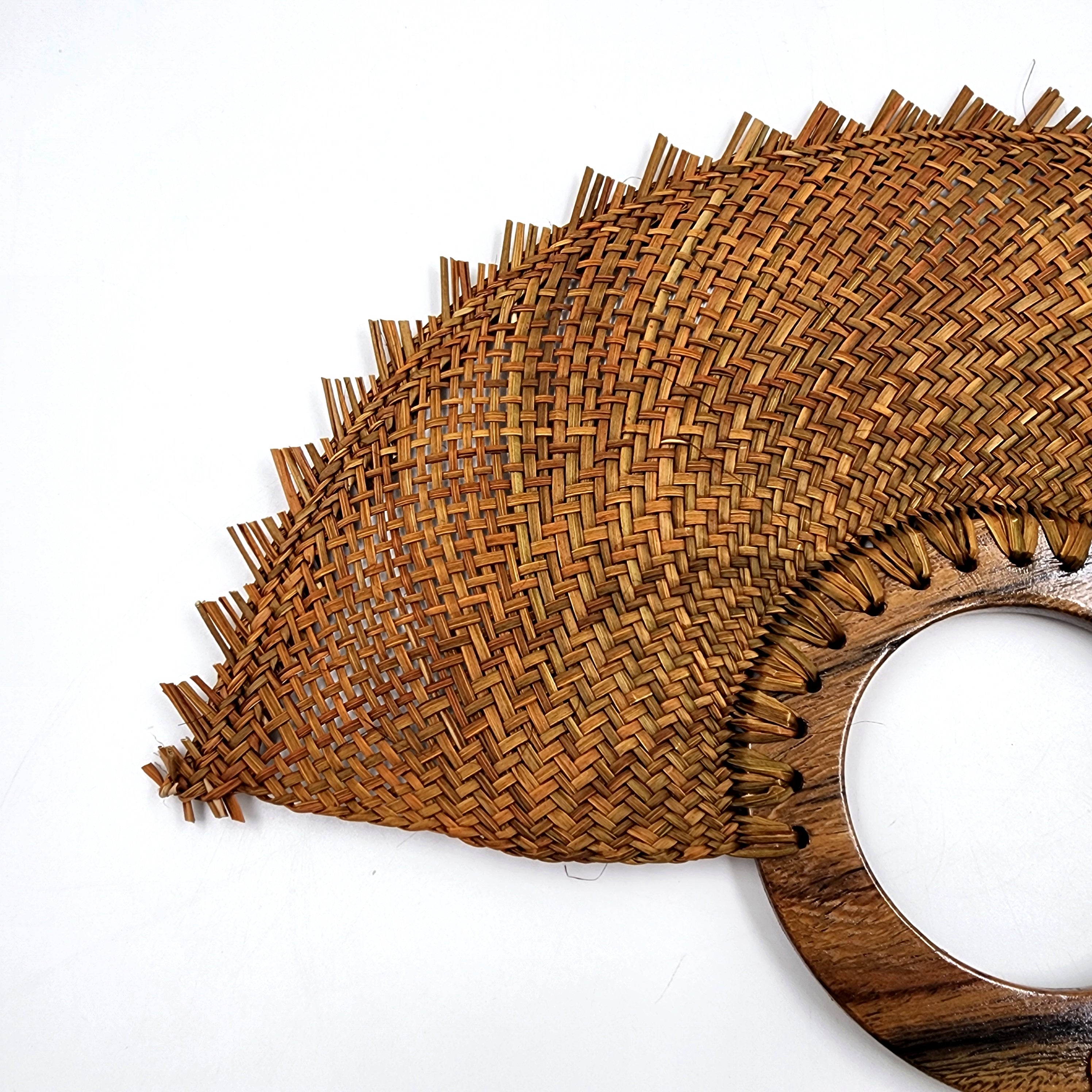 Abanico jipijapa grande cobre con madera de tzalam