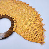 Abanico jipijapa grande amarillo con madera de tzalam