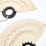 Abanico chico de jipijapa calado - color natural con madera de tzalam