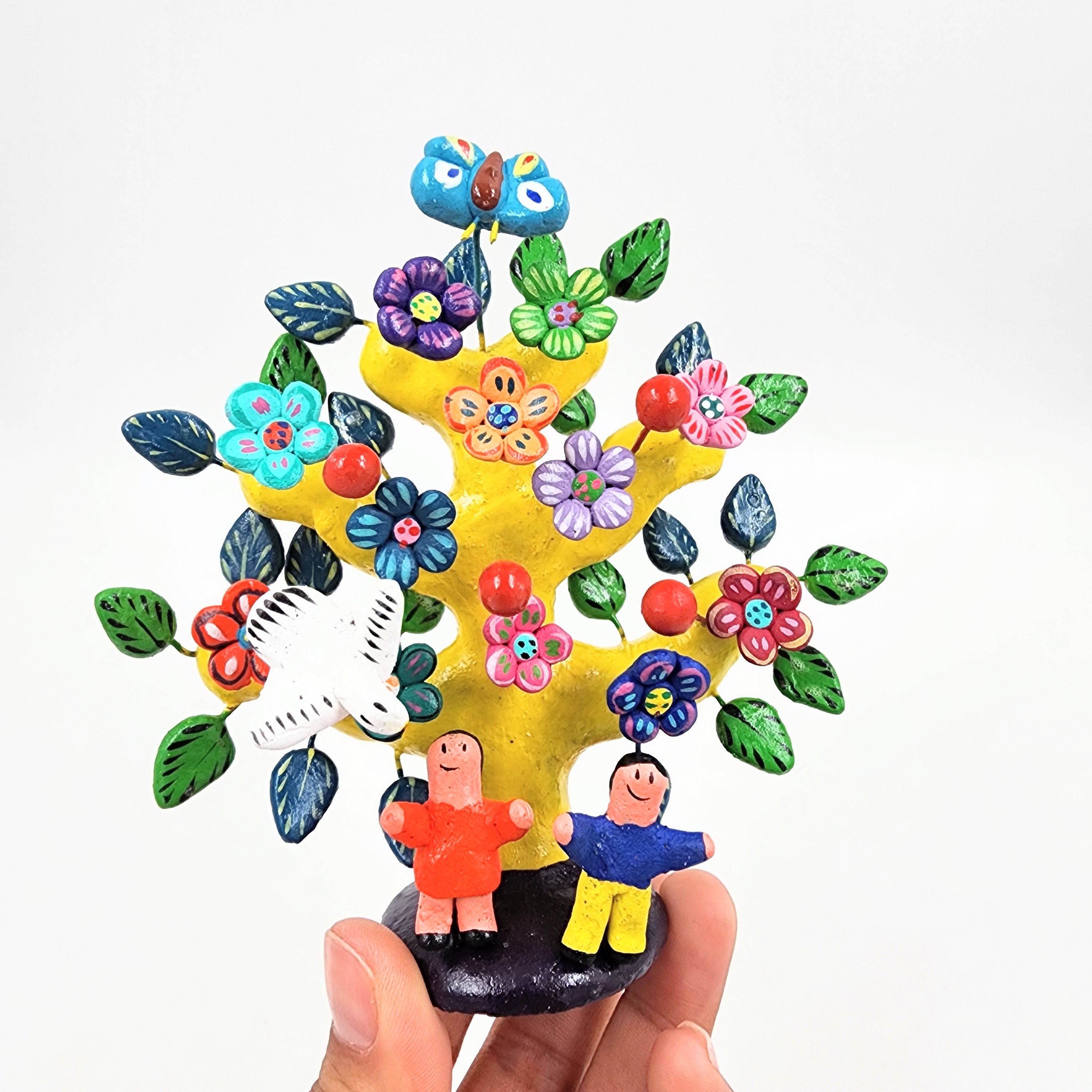 Árbol de la Vida con flores de Barro Betus artesanal