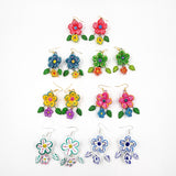 Aretes de flores en barro betus artesanal