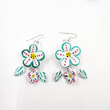 Aretes de flores en barro betus artesanal