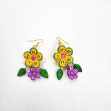 Aretes de flores en barro betus artesanal