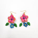 Aretes de flores en barro betus artesanal