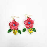 Aretes de flores en barro betus artesanal
