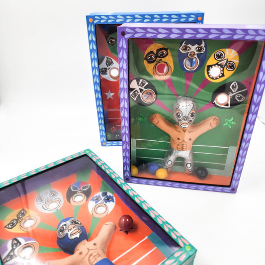 Juego de canicas Luchadores – cartonería mexicana artesanal