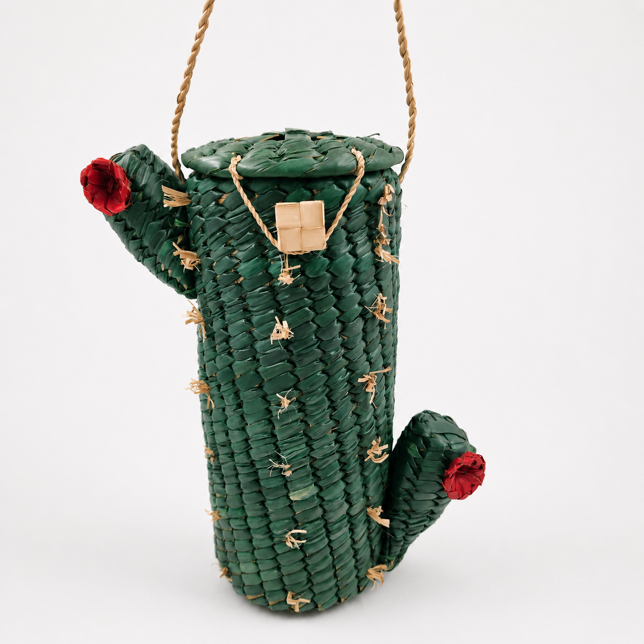 Bolsa cactus tejida en palma