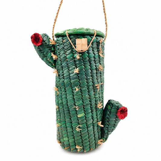Bolsa cactus tejida en palma