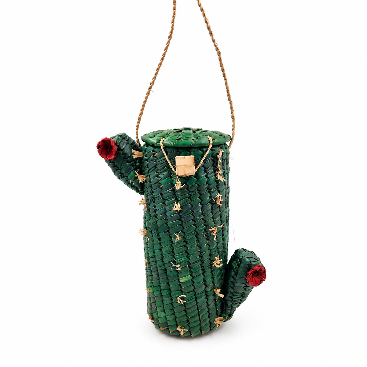 Bolsa cactus tejida en palma