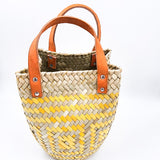 Bolsa Artesanal de palma con asas de piel