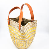 Bolsa Artesanal de palma con asas de piel
