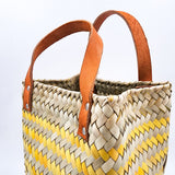 Bolsa Artesanal de palma con asas de piel