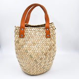 Bolsa Artesanal de palma con asas de piel