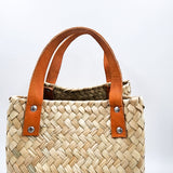 Bolsa Artesanal de palma con asas de piel