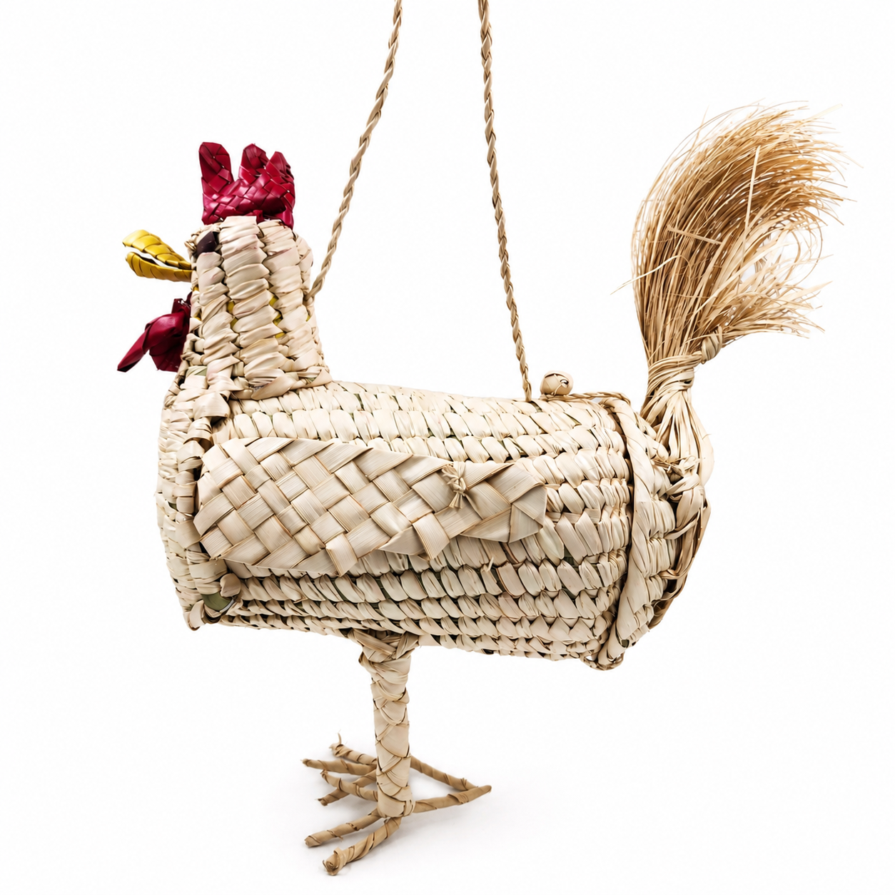 Bolsa gallo tejida en palma