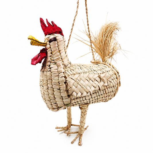 Bolsa gallo tejida en palma