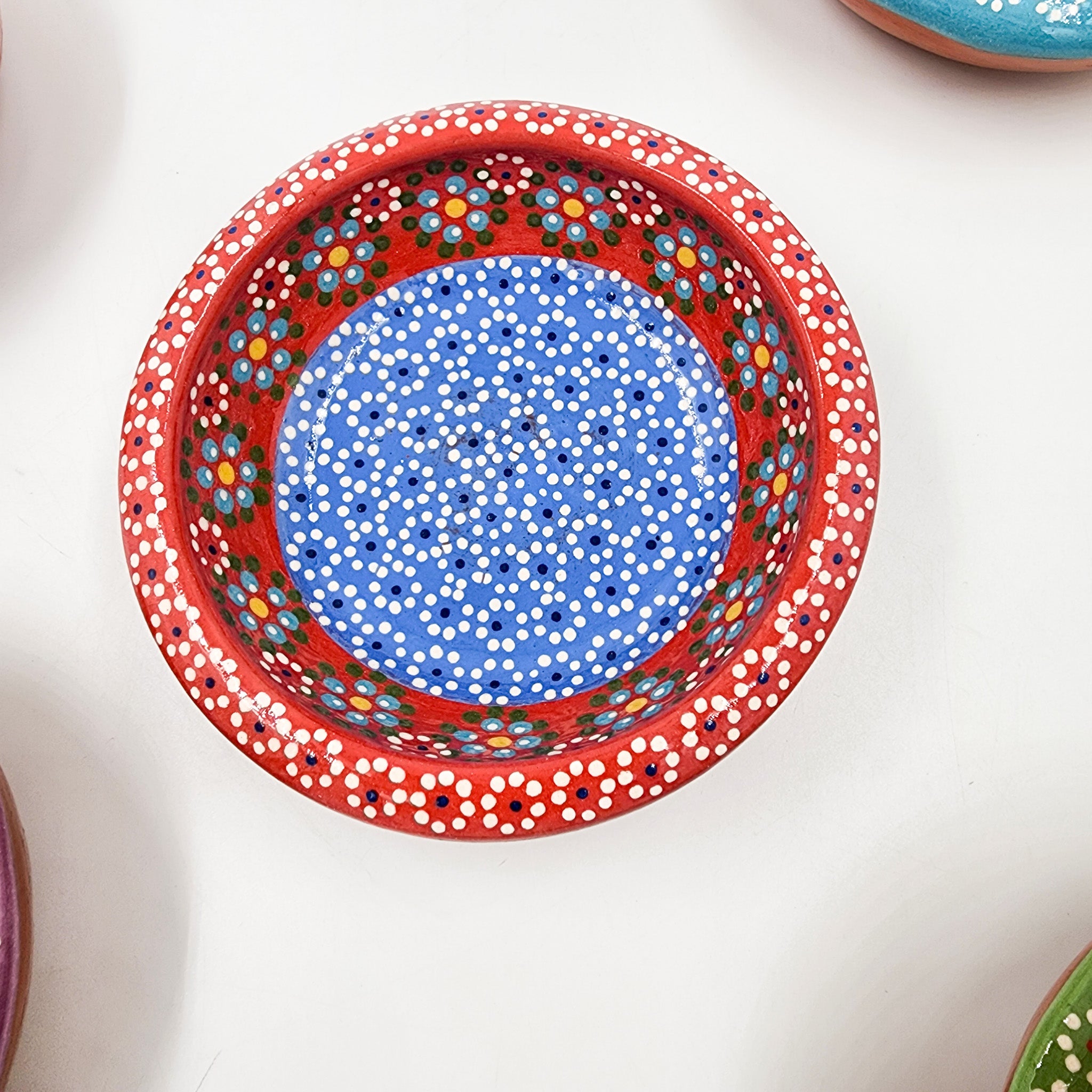 Strawberry-patterned clay snack bowl