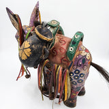 Hand-carved and hand-painted wooden donkey