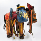 Hand-carved and hand-painted wooden donkey