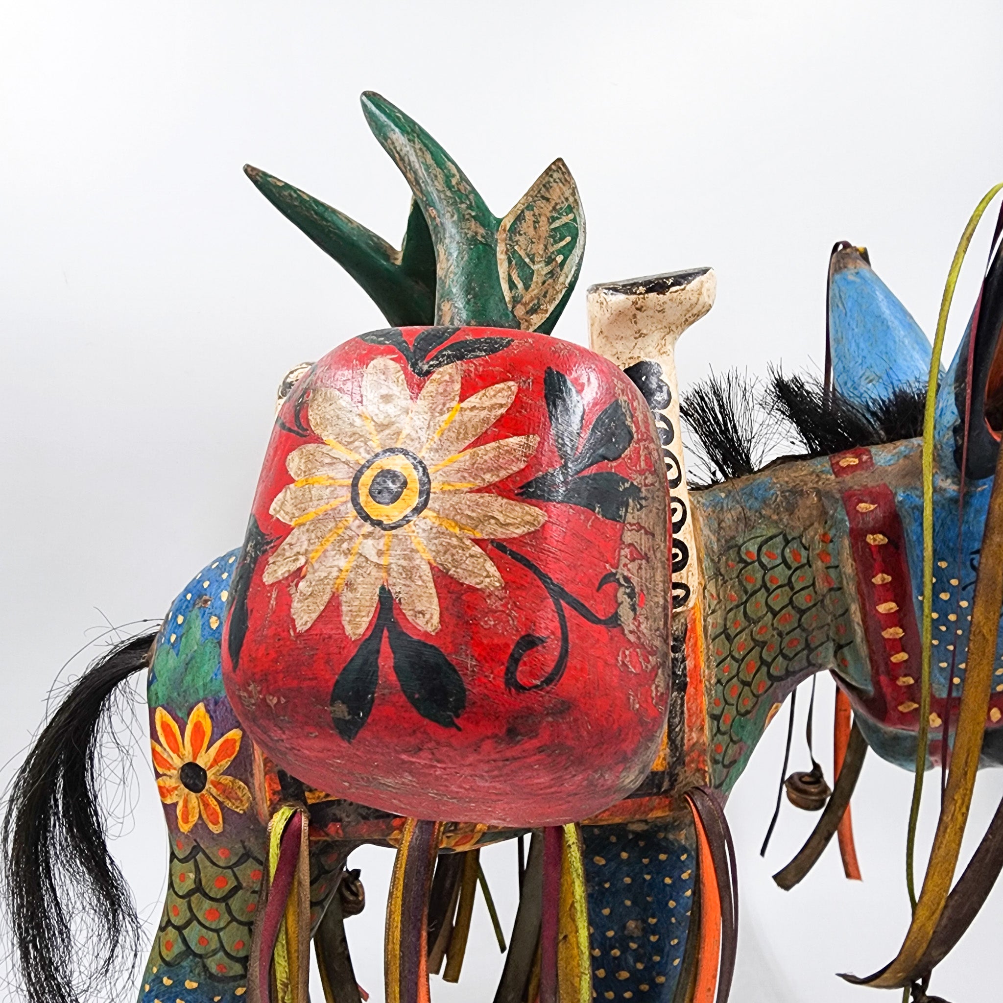 Hand-carved and hand-painted wooden donkey