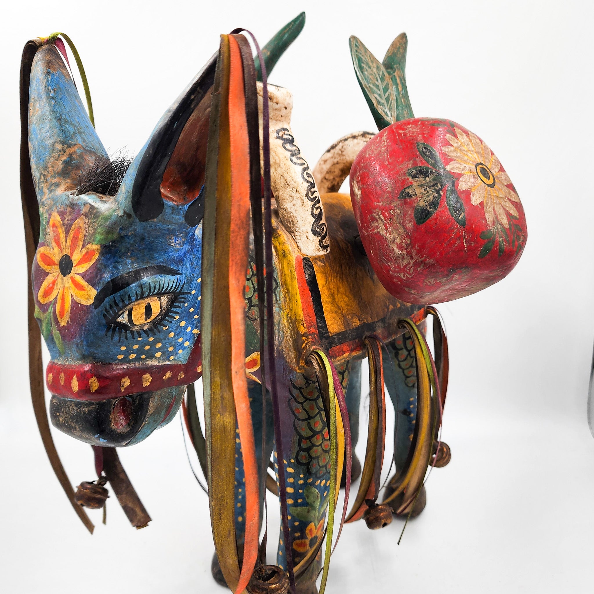 Hand-carved and hand-painted wooden donkey